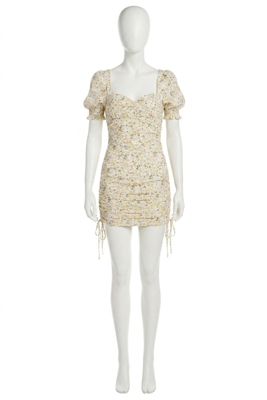 NEW BARDOT cindy sweetheart print dress in yellow floral